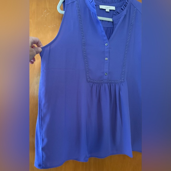 LOFT Violet Ruffle Top - Picture 2 of 5